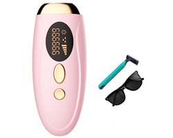 Draagbaar IPL-laserontharingsapparaat, 999999 flitsen - permanente en pijnloze ontharing, voor vrouwenlichaam en bikinilijn, roze