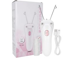 Electric Threading Epilator Hair Remover USB Charging Cotton Wire Epilator Eyebrow Threading Tool (Pink)