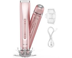 Elektrisch Scheerapparaat voor Dames - 2-in-1 Waterdicht Trimmer voor Gezicht en Lichaam - USB Oplaadbaar - Veilig voor Bikini, Oksels en Benen - Zwart