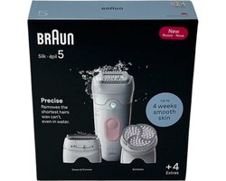Elektrische epilator - BRAUN - Silk-épil 5 - Gemakkelijk ontharen - Langdurig zachte huid - 5-060 - Wit / Roze