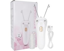 Elektrische Gezichtshaarverwijdering,Epilator Voor Dames Met Draadhaarverwijdering, Oplaadbare USB-haarverwijderaar Met Katoenen Draad Voor Fijne Haartjes Op Gezicht, Kin, Bovenlip, Armen(GOUD)