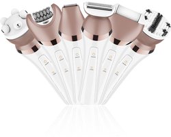 Epilator voor dames - Elektrisch scheerapparaat voor dames - Privéscheerapparaat - Bikinilijntrimmer - Lichaamshaar verwijderen - Gezicht, benen en oksels - Nat en droog - Met led-lampje - 6-in-1