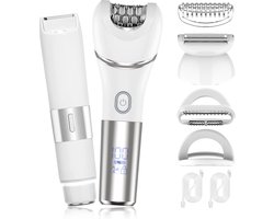 Epilator voor vrouwen - 2-in-1 elektrisch scheerapparaat voor vrouwen - Bikinilijntrimmer met dubbele kop - Voor schaamhaar/gezichtsscheerapparaat voor vrouwen - Draadloze epilator voor het lichaam - Voor een gladde natte en droge scheerbeurt