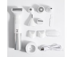 Epilator voor vrouwen- 6-in-1 pijnloos lichaamsscheerapparaat- Gezichtshaarverwijdering voor gezicht- Oksels- Armen- benen- Met display- Oplaadbaar