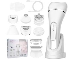 Epilator voor vrouwen - 7-in-1 epilator voor vrouwen - Lichaamsscheerapparaat - Bikinilijntrimmer - Gezichtsscheerapparaat - Eeltverwijderaar voor voeten - IPX7 waterdicht elektrisch scheerapparaat - Ideaal cadeau voor vrouwen - Wit