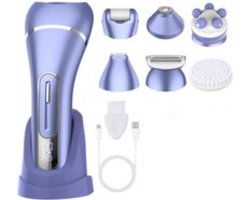 Epilator voor vrouwen, 7-in-1 ontharingsapparaat voor vrouwen, pijnloze elektrische ladyshave, bikinilijntrimmer, snoerloze scheermes-epilator voor bikinilijn, gezicht, lichaam, IPX7 waterdicht, oplaadbaar, 2 snelheden