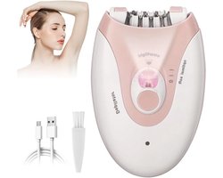Epileerapparaat voor dames met zachte ontharing van gezicht, oksels, bikini en benen, inclusief damesscheerapparaat voor een gladde huid en comfortabele verzorging
