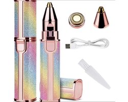 Facial Hair Remover voor Dames, 2 in 1 Elektrische Wenkbrauw Trimmer & Face Hair Remover met Ledlicht, Professional Face Hair Trimmer Oplaadbaar Pijnloos Elektrische Epilator voor Gezicht Benen Oksel, Neus, Armen, Bikinilijn en Wenkbrauw