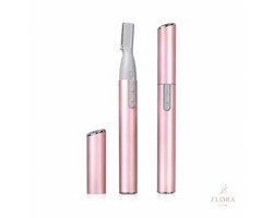FLØRA Living Wenkbrauw Trimmer Roze – Precisietrimmer Gezichtshaar – Epilator Dames & Heren – Wenkbrauwen Bijwerken – Compact & Pijnloos – Incl. Opzetstuk