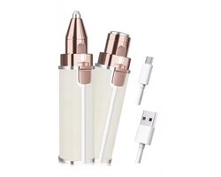 Gezichtshaarverwijderaar voor vrouwen, wenkbrauwtrimmer en gezichtshaartrimmer, 2-in-1 gezichtsscheerapparaat, oplaadbare elektrische haarverwijderaar voor vrouwen, wenkbrauwen, donshaar, lippen en armen