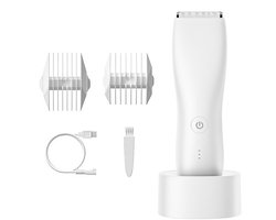 Heren Lichaamshaar Trimmer Dames Scheerapparaat Epilator Bikini Trimmer Lies en Lichaam Scheerapparaat Arm Baard Scheerapparaat Wit met Basis