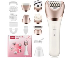 IBETTERTEC - Epilator voor Vrouwen - 6-in-1 Epilator - Draadloze Nat & Droog Gezichtsepilator met Gezichtspoederborstel - Gezichtsreinigingsborstel - Massagekop - IPX7 Waterdicht - USB Oplaadbaar en Draagbaar