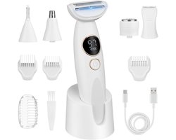 intiem scheerapparaat voor vrouwen, elektrisch scheerapparaat voor dames, intieme zone, IPX7, waterdicht, met USB-laadstation, trimmer voor gezicht, wenkbrauwen, lichaam, bikinizone