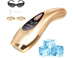 IPL Haarverwijderingsapparaat - Saffier Ijs Koeling - 3-in-1 Functie - 999.999 Flitsen - 9 Intensiteitsniveaus - Geschikt voor Gezicht, Oksels, Armen en Bikinilijn