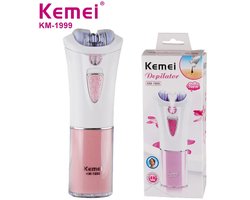 KEMEI KM-1999 | Depilator & Styler | Ladyshave | Ontharingsaparaat | Scheerapparaat - Ontharingsapparaat Vrouwen | Gezicht , Bikinilijn ,Benen & Armen | Epilator | Epileren| Bikinitrimmer - Waterdicht- incl reisetui schoonmaak borstel | Roze Wit