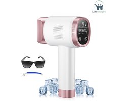 LifeStages - Laser Ontharingsapparaat - 21J Laser Hair Remover met Koelfunctie - 600NM-1200NM Rood Licht Golf - LCD Touch Screen - 3 in 1 Gepulseerd Licht Epilator met 9 Energieniveaus voor Bikini, Oksels, Gezicht Ijskoeling Rose Goud