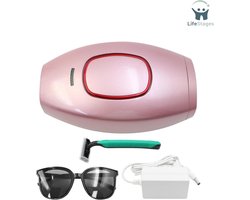 LifeStages - Laser Ontharingsapparaat - Ontharingsapparaat - Permanente Ontharing Met 5 Energieniveaus - Pijnloos Ontharen Voor Vrouwen/Mannen - Ontharing Voor Gezicht, Benen, Armen, Lichaam - Roze
