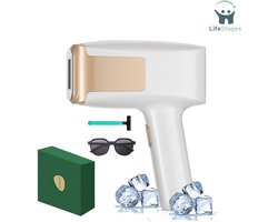 LifeStages - Laser Ontharingsapparaat - Permanent IPL-ontharingsapparaat met Saffier-koelsysteem - Pijnloze Ontharingsmachine voor Thuis - Onbeperkte Flitsen voor Gezicht, Benen, Armen, Oksels, Bikini, Hele Lichaam - Wit