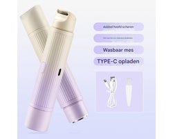 Nieuw scheerapparaat met dubbele kop, elektrisch scheerapparaat, draagbaar scheerapparaat, 2-in-1 nat en droog, waterdicht elektrisch bikinilijntrimmer (paars)