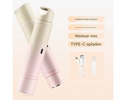 Nieuw scheerapparaat met dubbele kop, elektrisch scheerapparaat, draagbaar scheerapparaat, 2-in-1 nat en droog, waterdicht elektrisch bikinitrimmer (roze kleurverloop)