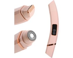 Ontharingsapparaat - 1 stuk - Elektrische trimmer - Elektrisch scheerapparaat met dubbele kop - 21,2 x 3,2 x 3,2 cm - USB oplaadbaar - Draagbaar ontharingsapparaat - Geschikt voor de gevoelige huid van oksels, clitoris, ledematen en onderarmen - Roze