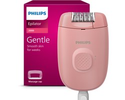 Philips Series 2000 Epilator met massagekapje- langdurig haarvrij - Peach - Met snoer - BRE227/00