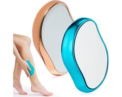 Pijnloze epilator met kristal voor dames en heren - herbruikbaar nano-epilator - ontharingsgereedschap voor benen armen en rug - blauw + goud - 2 stuks .