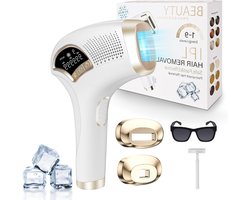 Quvo® Laser Ontharingsapparaat – Haarverwijderaar IPL Technologie – Ontharingsapparaat Met 9 Energieniveaus - Epileerapparaat Voor Vrouwen – Inclusief Scheermesje en Beschermbril - Wit - 24cm x 21cm x 7cm