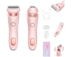 Roze - 1 st - 2-in-1 epilator voor dames - Draagbaar scheerapparaat en tondeuse, nat en droog - Tweekoppig zeemeerminontwerp - Roze elektrische epilator - Persoonlijke verzorging
