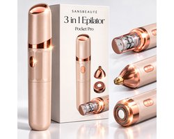 Sansbeauté 3 in 1 Epilator voor Vrouwen PocketPRO met Travel Bag - Epileerapparaat Dames - Epilator - Gezichtsepilator Vrouw - Gezichtsontharing Dames - Epilator Gezicht - Epilator Dames - Gezichtsepilator dames - Oplaadbaar - Rosé Roze