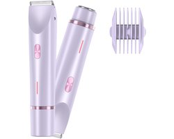 Scheerapparaat, 2-in-1 elektrische epilator, scheerapparaat voor dames, oplaadbare, waterdichte bikinitrimmer, nat en droog (paars, 1-pack)