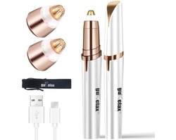 SnelShoppen - Elektrische Eyebrow Trimmer met USB Oplader en LED Licht - Pijnloze Eyebrow Epilator voor Vrouwen - Inclusief 2 Vervangende Hoofden - Pe