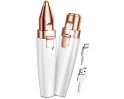 SNJY® Epilator - Gezichtsepilator Vrouw - Epilator Gezicht - 2-IN-1 - Oplaadbaar - Wit
