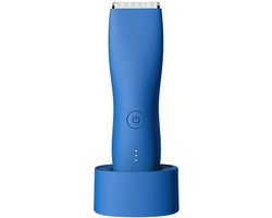 Trimmer voor lichaamshaar voor mannen, scheerapparaat voor vrouwen, epilator, bikinilijntrimmer, scheerapparaat voor liezen en lichaam, baardscheerapparaat voor armen, blauw (met voet)