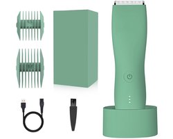 Trimmer voor lichaamshaar voor mannen, scheerapparaat voor vrouwen, epilator, bikinilijntrimmer, scheerapparaat voor liezen en lichaam, baardscheerapparaat voor armen, groen (met voet)