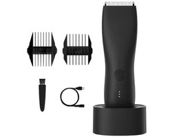 Trimmer voor lichaamshaar voor mannen, scheerapparaat voor vrouwen, epilator, bikinilijntrimmer, scheerapparaat voor liezen en lichaam, baardscheerapparaat voor armen, zwart (met voet)