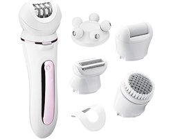 Waterdichte epilator voor vrouwen - 5-in-1 bikinitrimmer - Oksel-epilator - Scheerapparaat - Gezichtsscheerapparaat - Gezichtsmassager - Lichaamsexfoliant - Oplaadbare ontharing - Roze