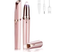 Wenkbrauwepilator, elektrisch scheerapparaat voor dames, pijnloze flawless gezichtsepilator met led en borstel, elektrisch scheerapparaat, oplaadbaar, voor ontharing wenkbrauw, gezicht, lippen
