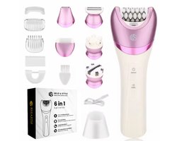 Wild & Style® Epileerapparaat Dames - 6-in-1 Epilator - Ladyshave - Scheerapparaat vrouw - Trimmer vrouw - Gezichtsreiniger - Voetvijl - Waterdicht IPX7 - USB-C oplaadbaar