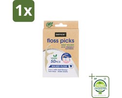 1 x Sence – Flosser – Fresh 2-in-1 Bamboo – 50 Flossers - Mondverzorging - Flosser - Tandenstoker - Tandplak - Etensresten