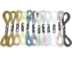 12 strengen 6 strengen metallic handborduurgaren glitter vriendschap armband koord kleurrijke sprankelende polyester kruissteek draad set voor naaien ambachten sieraden armbanden maken