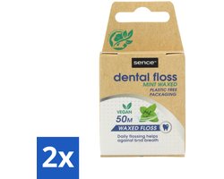 2 x Sence - Fresh Mint - Flosdraad - Verfrissend - 50 meter - Flosdraad - Mondhygiëne - Tanden Reinigen - Tandplak Verwijderen - Frisse Mond