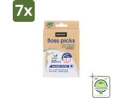 7 x Sence – Flosser – Fresh 2-in-1 Bamboo – 50 Flossers - Grootverpakking - Mondverzorging - Flosser - Tandenstoker - Tandplak - Etensresten
