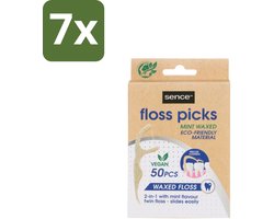 7 x Sence – Flosser – Fresh 2-in-1 Bamboo – 50 Flossers - Mondhygiëne - Flosser - Tandenstoker - Flosdraad - Tandplak