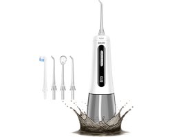 BMN® Premium Waterflosser - Monddouche - Elektrisch Flosapparaat - Waterdicht - 4 Opzetstukken - 4 Standen - Wit