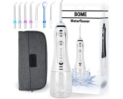 BOME waterflosser met 7 Opzetstukjes - Voorkom Tandsteen - Draadloos - Wit