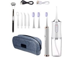 Charecare Daily smile kit wit - Volledige set voor dagelijkse mondverzorging - Elektrische tandenborstel - Waterflosser - tongschraper - toilettas - draagbare flosaparaat - Extra mondstukken - Dagdeal Van Vandaag