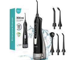 COSLUS, Water Tandenflosser- Monddouche : Draadloze Elektrische Flosser 300 ml, Draagbaar op Reis, C20 (F5020E), Zwarte Kleur