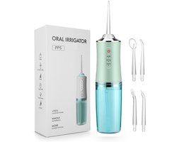Draadloze Waterflosser | Monddouche | Inclusief 4 Opzetstukjes | Flosapparaat - Waterdicht - 1200 mAh Batterij - Water Flosser - 3 Modus - Oplaadbaar via USB - kleur: Groen