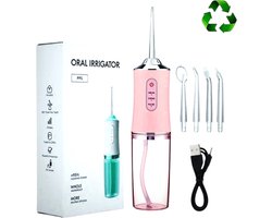 Draadloze Waterflosser | Monddouche | Inclusief 4 Opzetstukjes | Flosapparaat - Waterdicht - 1200 mAh Batterij - Water Flosser - 3 Modus - Oplaadbaar via USB - kleur: Roze